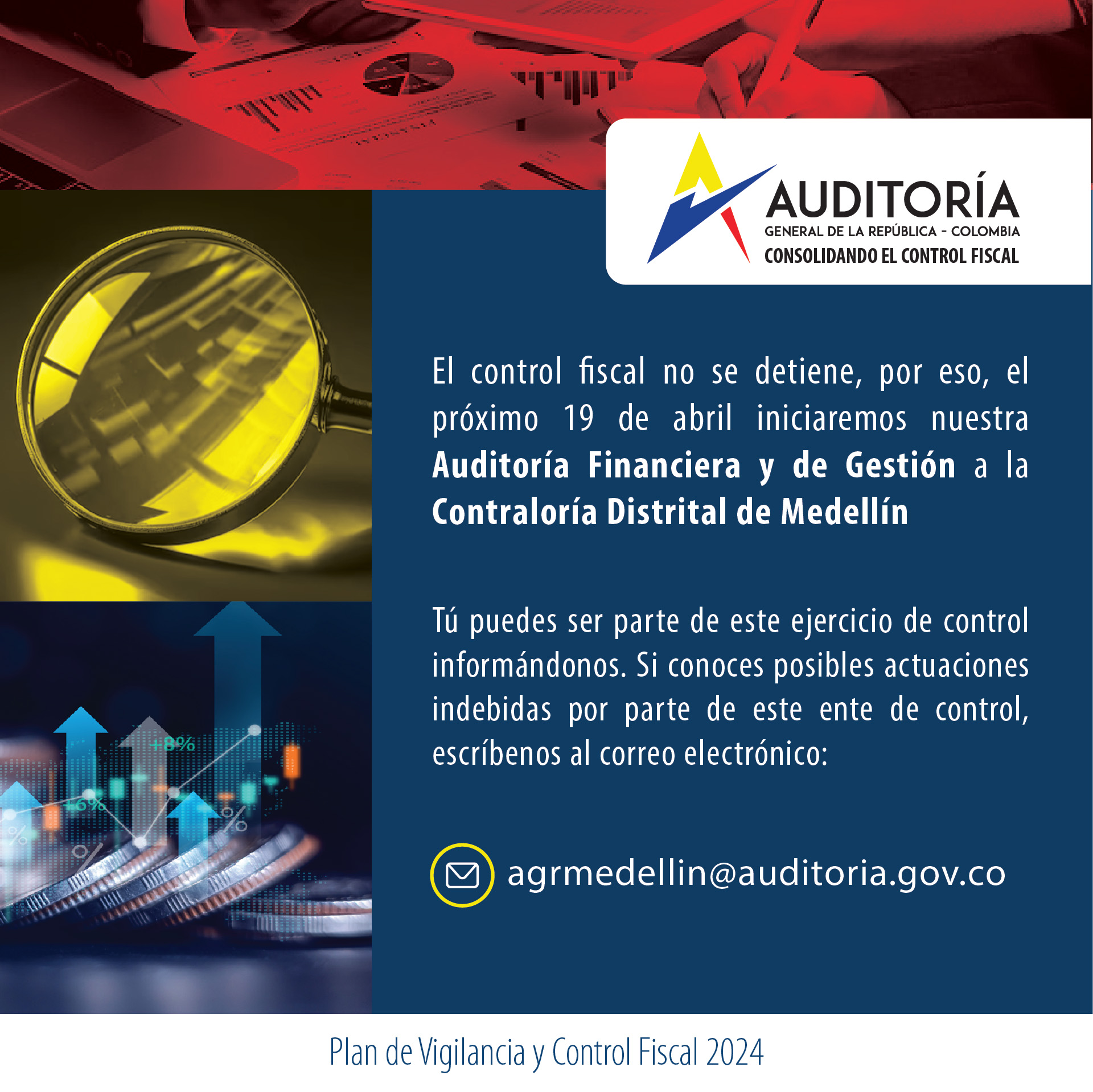 Invitación a ciudadanía a brindar información para Auditoría Financiera y de Gestión a Contraloría de Medellín