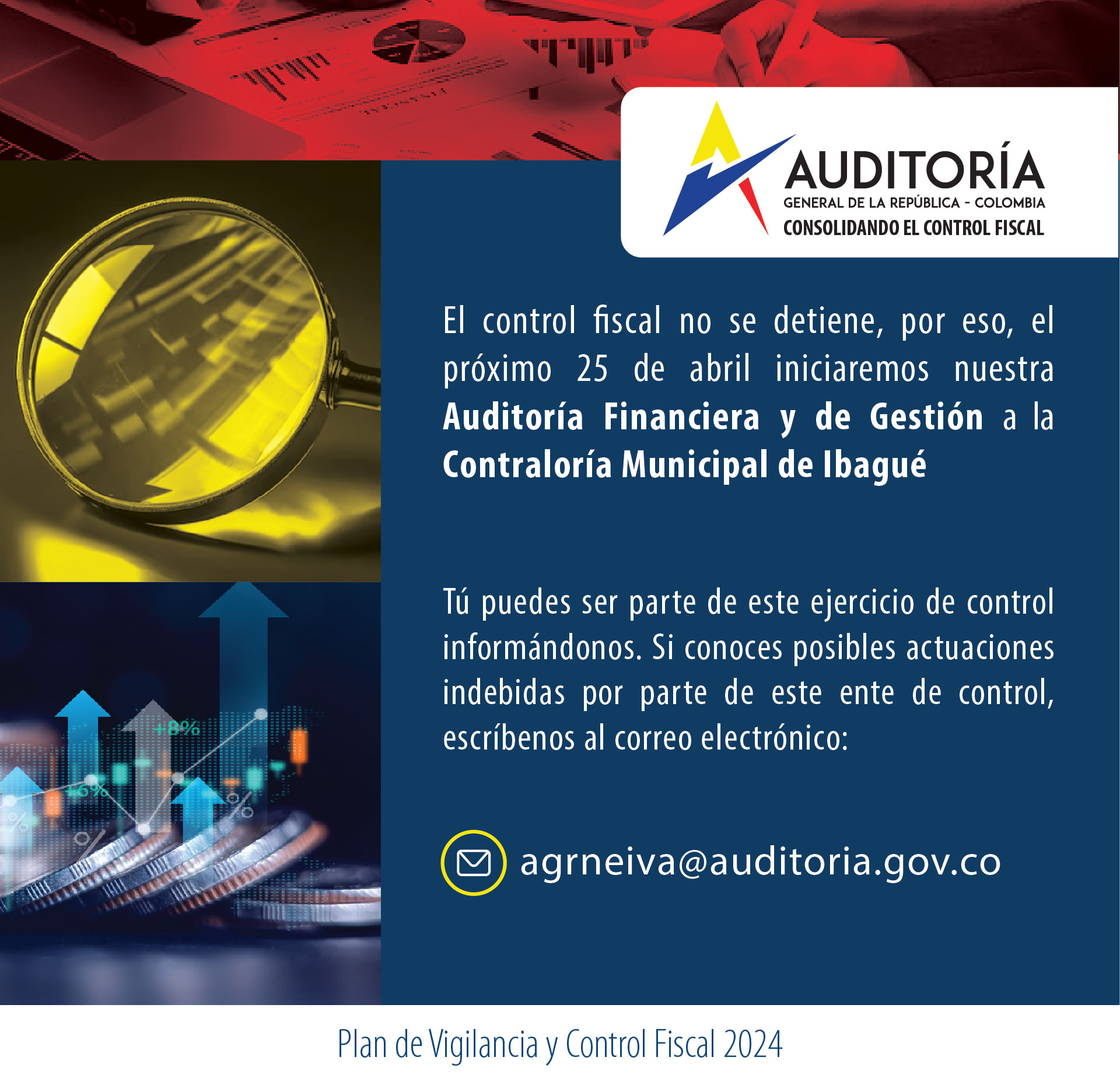 Invitación a ciudadanía a brindar información para Auditoría Financiera y de Gestión a Contraloría de Ibagué